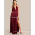 Plunge Neck Crisscross Back High Slit Wrap Cami Dress Manufacture Wholesale Fashion Women Apparel (TA3171D)